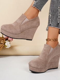 D 60041 Side Zipper Platform Ankle Boots �q���¸���ѥ ��