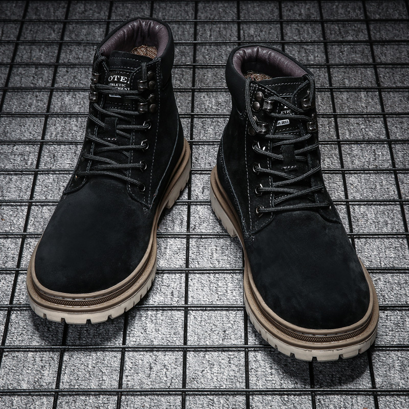 5818 Men's Shoes Riding boots outdoors Tooling boots Autumn and winter Gaobang cowhide Round Large Cross border leisure time Boots Bootie