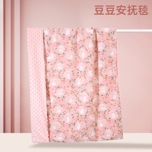 All-cotton cartoon baby blanket, baby comfort bean bean blanket, baby wrap blanket, stroller blanket, cross-border