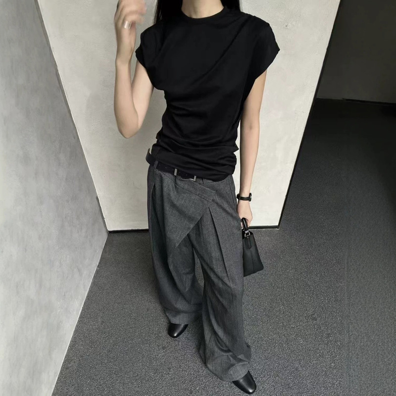 American Retro Elegant Three-Dimensional Tailoring Slim-Fit Sleeveless Short-Sleeve Unisex Summer Design Classic Style T-Shirt Top American Retro Elegant Three-Dimensional Tailoring Slim-Fit Sleeveless Short-Sleeve Unisex Summer Design Classic Style T-Shirt Top