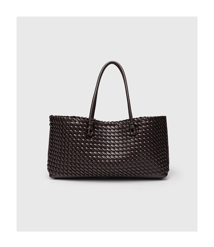 Woven Tote Bag Solid Colour Retro Casual Shoulder Crossbody Bag_voghion.com