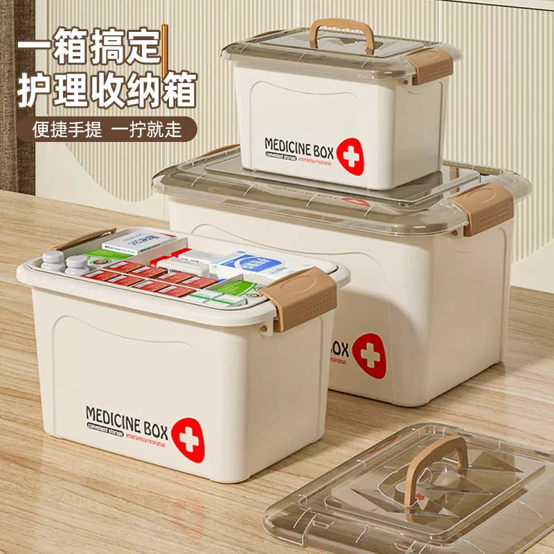 药箱家用大容量手提药盒分格装便携式药物收纳盒医疗急救箱医药箱