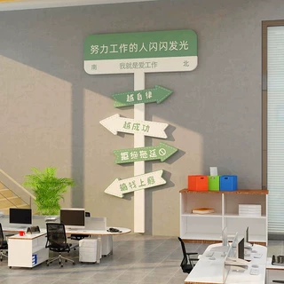 励志方向指示牌墙贴办公室企业文化墙装饰贴纸团队激励标语贴画