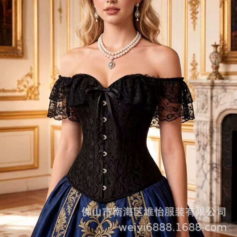 Корсетное костюм shapewear с кружевами, европейский стиль открытое плечо плащ, размеры XS–6XL, множественные цвета