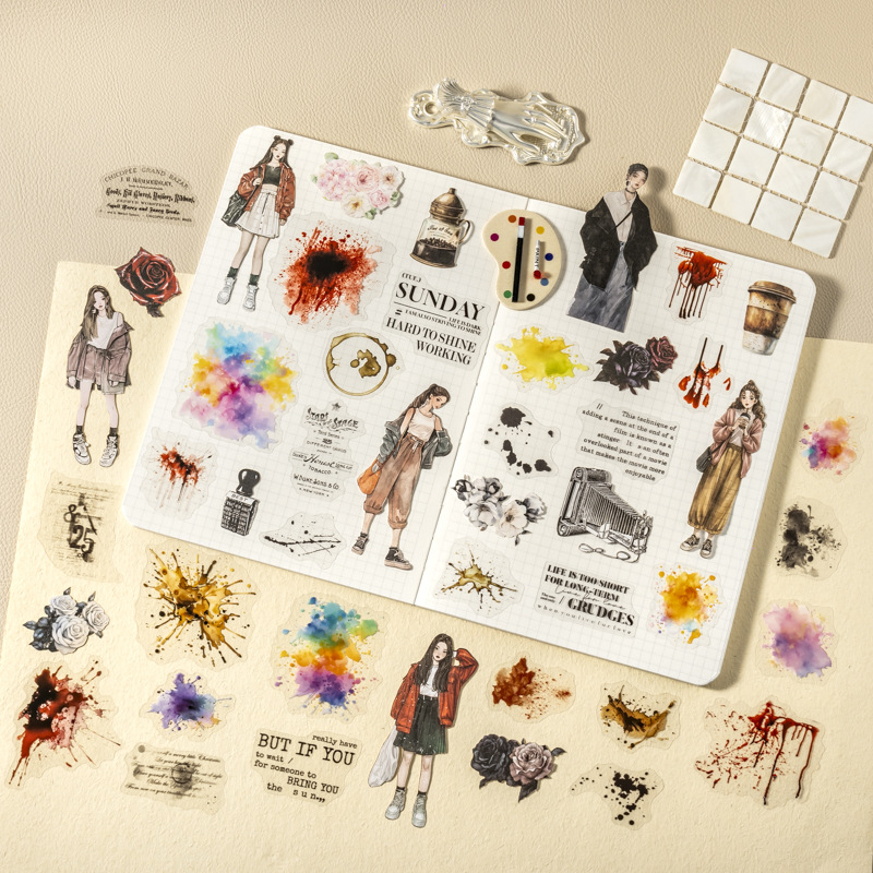 Paquete de material de Ketchup Girl Acerca de la serie Track Material de cuenta manual de tendencia Paquete de pegatinas creativas de collage base