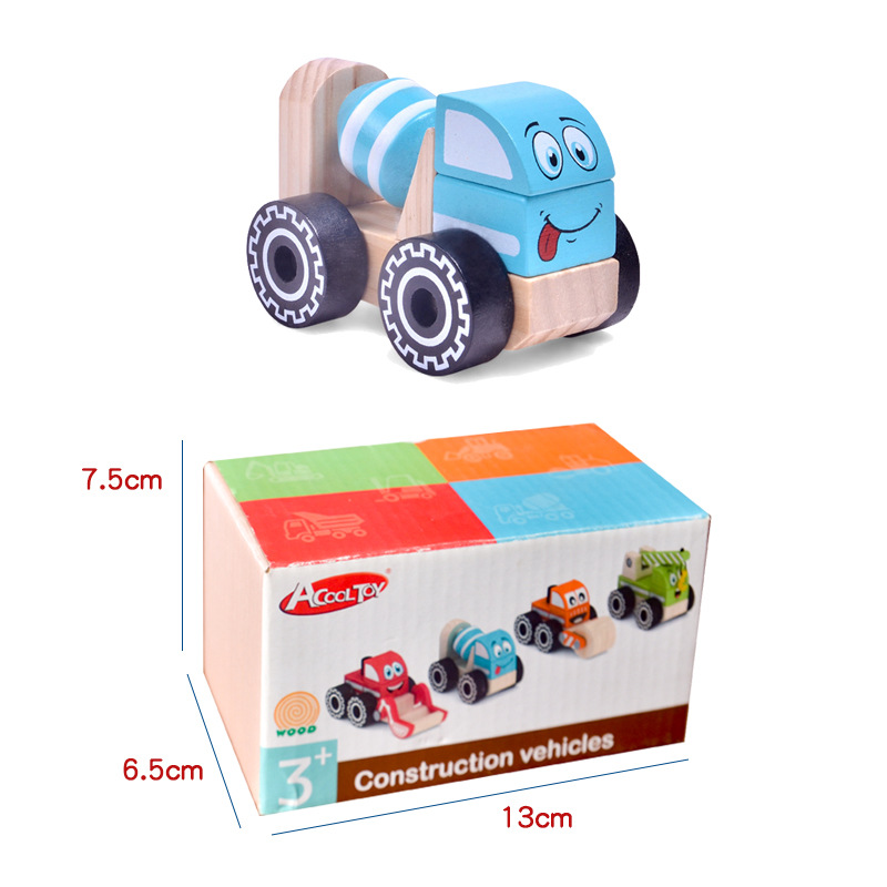 Vehículo de ingeniería de madera para niños DIY ensamblaje combinación juguete bloque de construcción de madera grúa modelo de coche de madera fábrica al por mayor