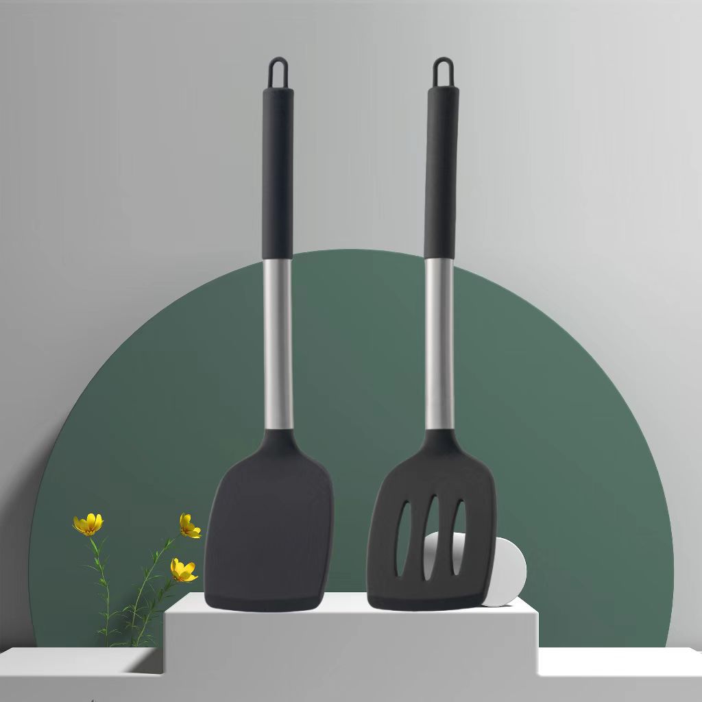 실리콘 손잡이가 있는 검정색 강관 세트(밀도 삽 + 누락 삽) 2개 세트