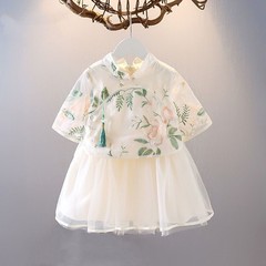 Girls' Qipao Dress for Spring, Autumn, and Summer — Chinese-style Children's Tang Suit with Vintage Charm, Perfect for Cross-border Princess Looks
