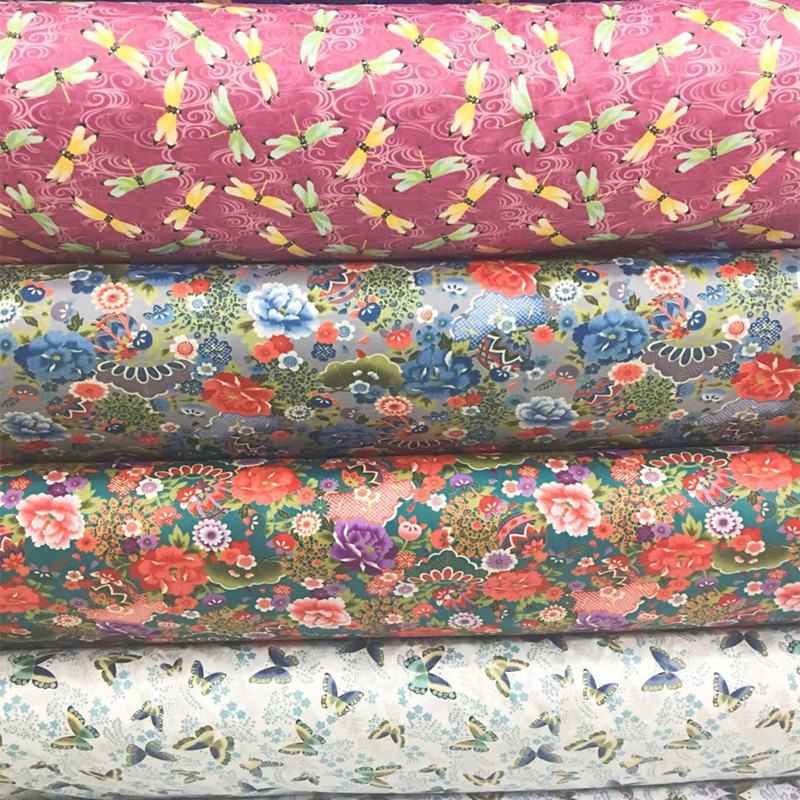 烫金印花日系风格全棉斜纹印花布纯棉布料工艺品布儿童全棉印花布