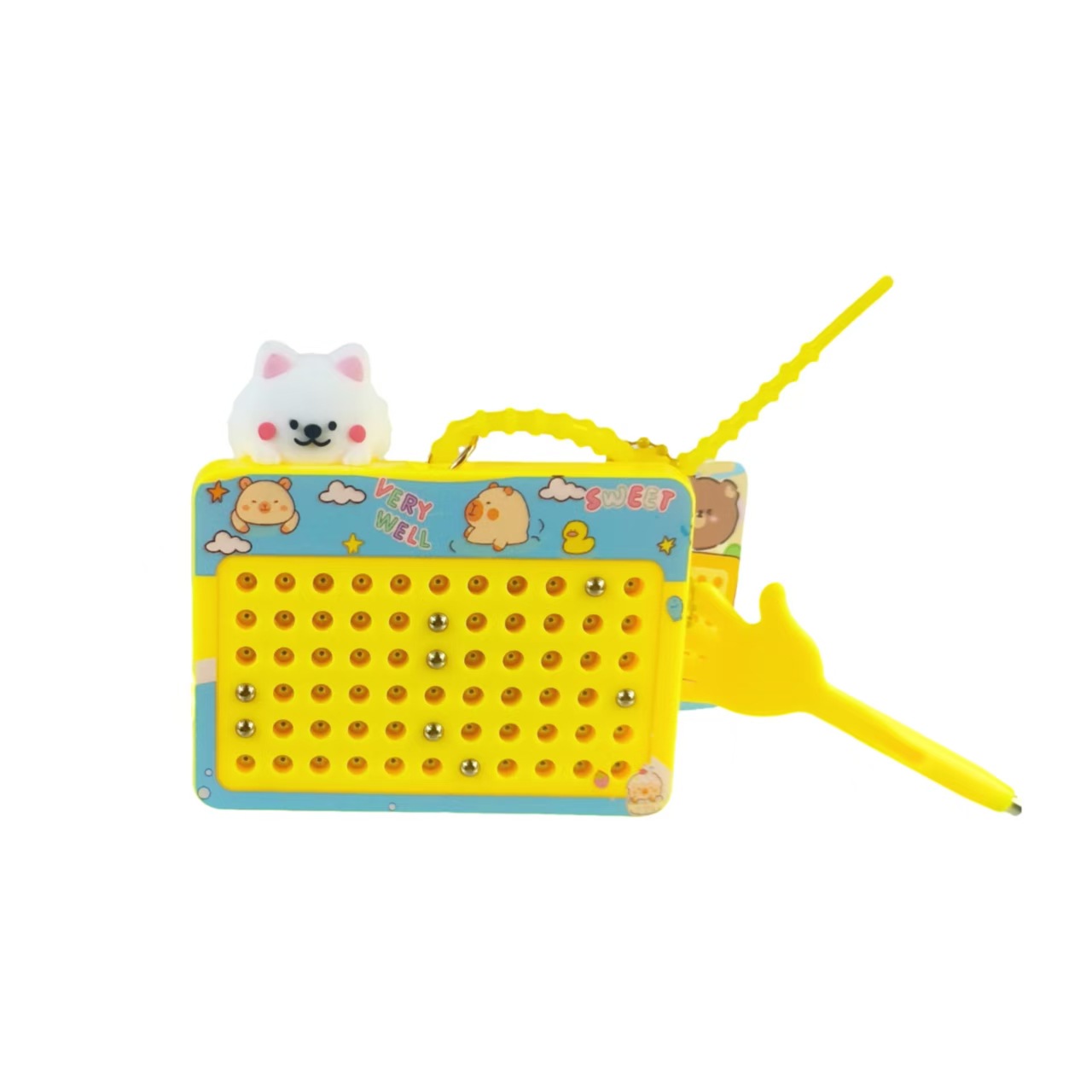 Capibara magnetismo bola de acero tablero de dibujo desempaquetado juguetes para niños llaveros bolsas de estudiantes lindos colgantes
