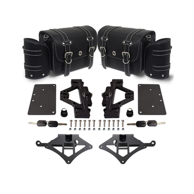 bag folding backrest cushion tail – Motorcycle bumper - black-new-leather-edge-bag-1-pair-mounting-bracket