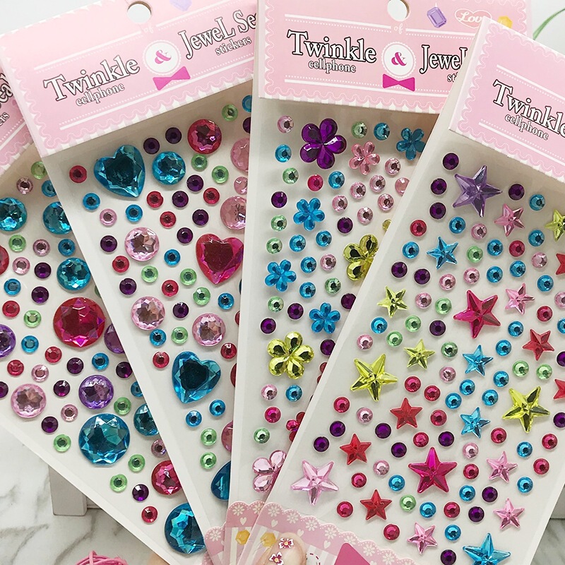 Children's diamond sticker round love five-pointed star plum blossom shape DIY handmade creative acrylic crystal sticker
