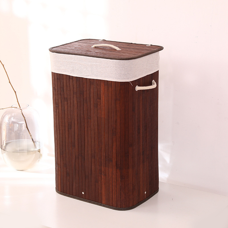 Cesta cuadrada con tapa para ropa sucia – tejida a mano, multifunción, para hogar, venta al por mayor