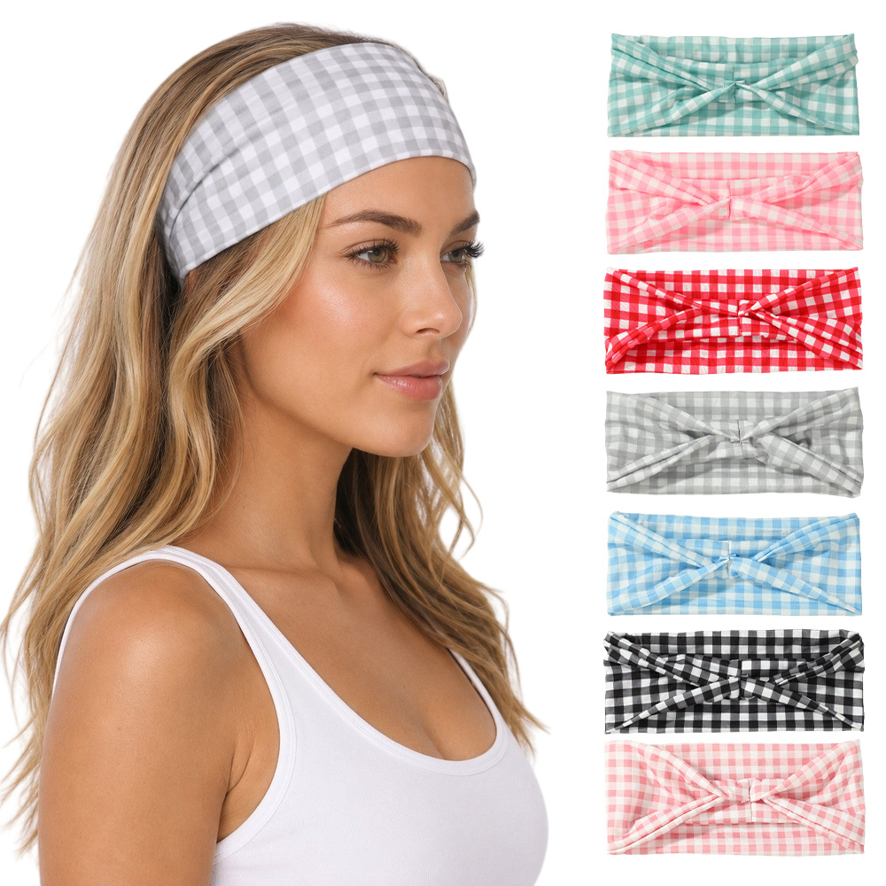 Plaid Wide-Brimmed Headband for Women 2026 New Non-Slip Face-Washing Headband-Style Hairband Korean Fashion Versatile Hair Accessory