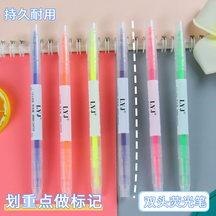 Массовая партия, 6 штук по 6 красочных двусторонних хайлайтеров, студенческая маркировочная ручка, красочная ручка для рисования, кисть для граффити