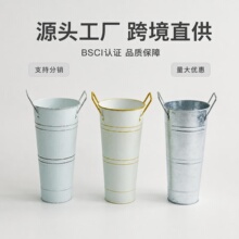 跨境源头工厂定制复古做旧铁皮花桶双耳提手插花装饰花瓶家居摆件