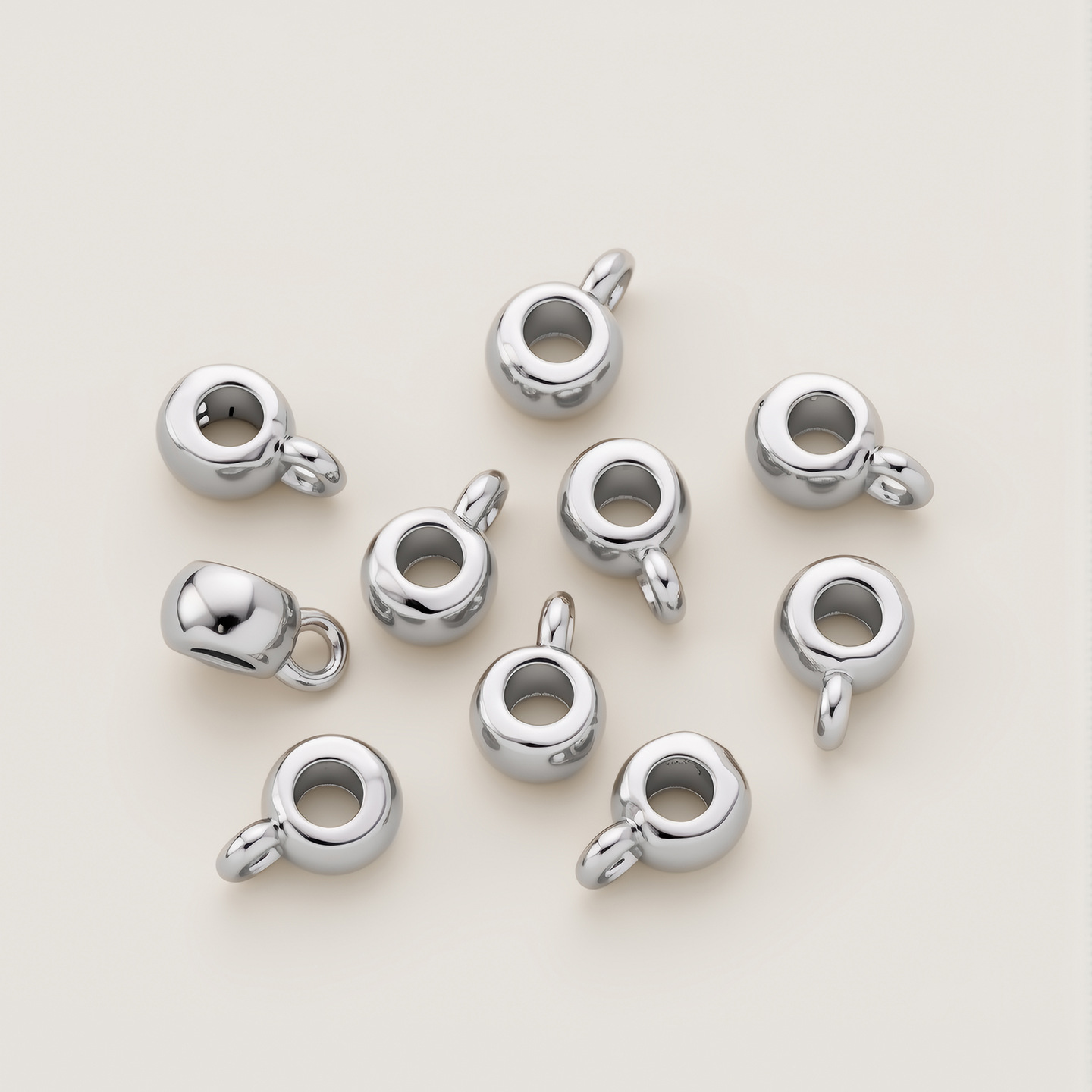 Color-preserving real gold and copper three-way spacer beads--white gold