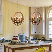 美式乡村吊灯客厅简约创意球形欧式复古卧室玄关走廊楼梯餐厅灯具