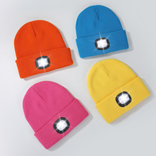 欧美热销LED毛线帽子 LED帽 秋冬季夜钓鱼带灯发光帽子灯帽定制