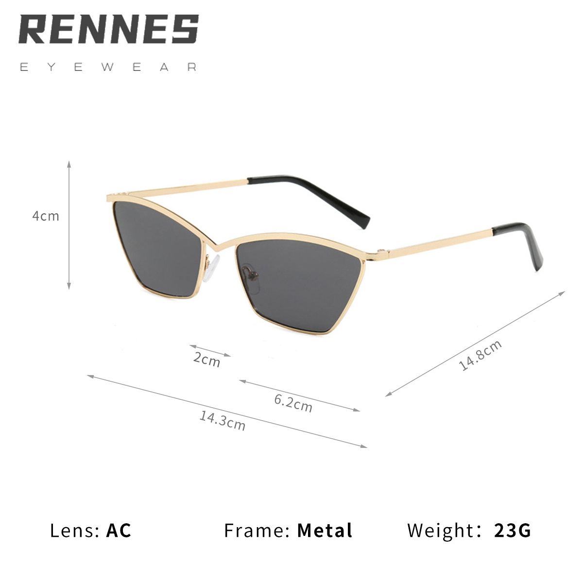 2024 nuevo estilo de alta gama retro metal ojo de gato personalidad gafas de sol modelo pasarela exquisitas gafas de sol de montura pequeña