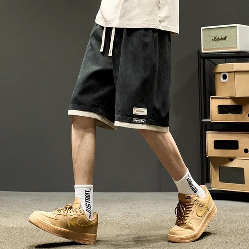 Summer American Retro Versatile Loose Lightweight Comfortable Sports Shorts for Men Trend Brand Pajama Style Five-Finger Mid Pants