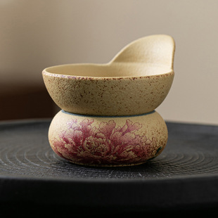 Flint Red Ceramic Tea Strainer Set Filter Retro Peony High-End Kung Fu Tea Set Tea Accessories Tea Leaf Filter