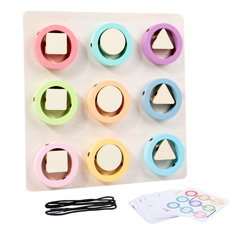 Juegos de cuerda de forma divertida para niños entrenamiento de coordinación mano-ojo de madera de educación temprana