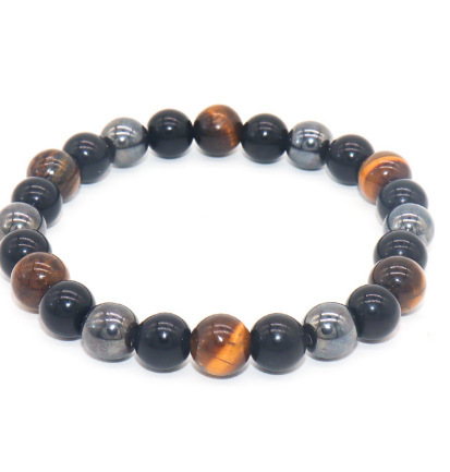 虎眼石ブレスレット10MMメンズ黒曜石黒瑪瑙ビーズ手串虎眼石ブレスレット12MM