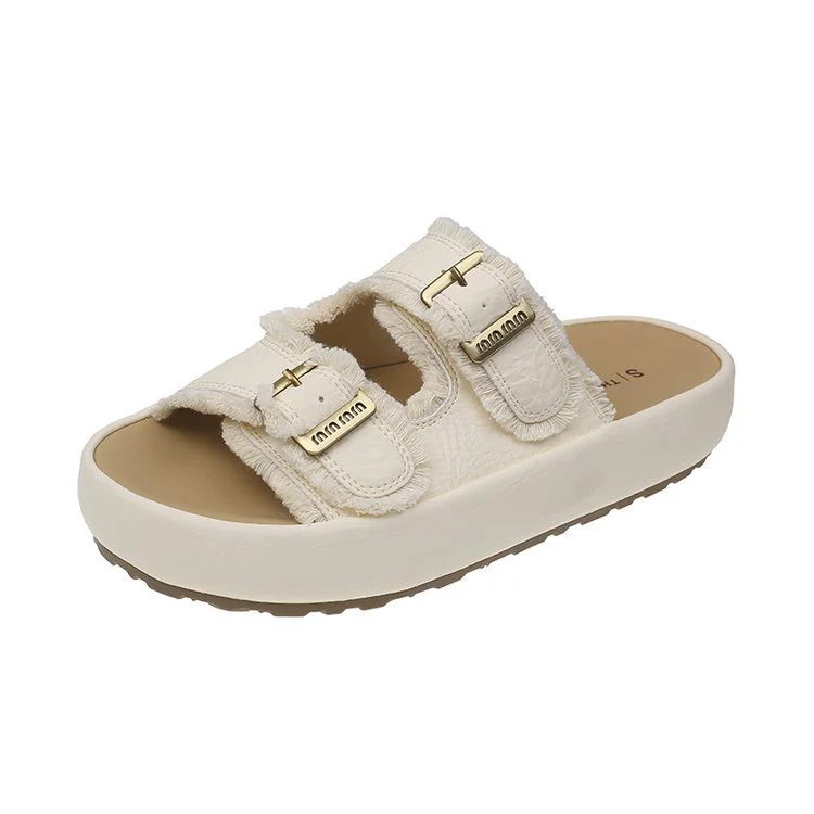 Slide platform, summer slippers, fashionable beach footwear for leisure, city style, high-quality style
