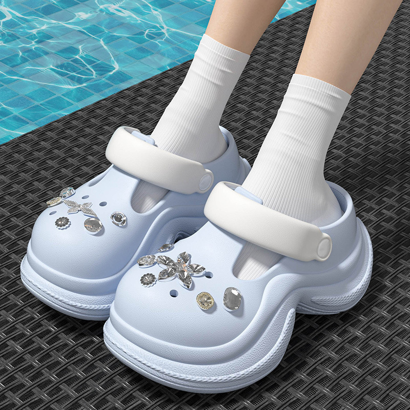 2025 New Non-Slip Beach Fashion Trendy Eva Closed-Toe Sandals with Height-Increasing Thick Soles for Women