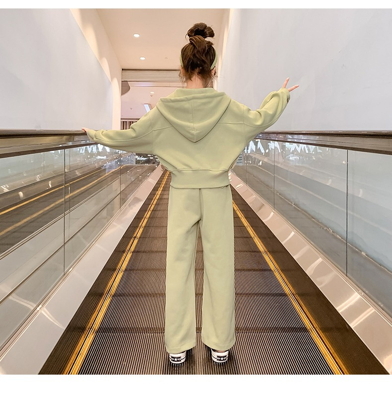 Mädchen Herbstmode Set Kapuzenjacke Mit Langem Arm Und Gerader Hose_voghion.com