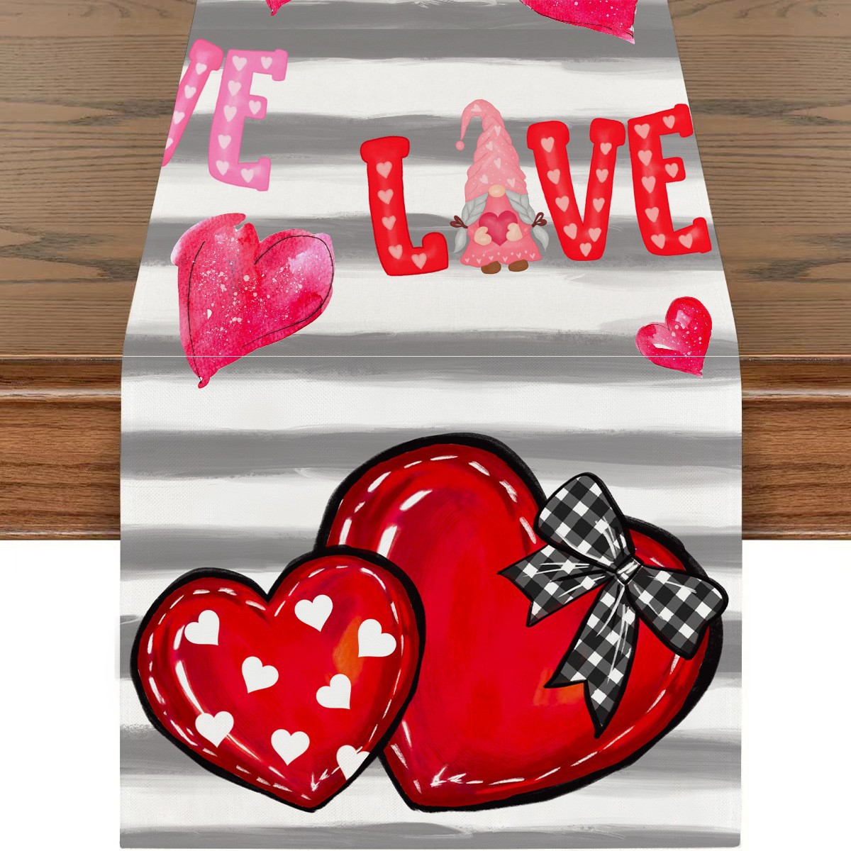 Artículos populares transfronterizos: Mantel para restaurante del Día de San Valentín, camino de mesa de lino con estampado de dibujos animados, mantel individual a prueba de polvo y resistente a las manchas, cubierta para mesa de café.