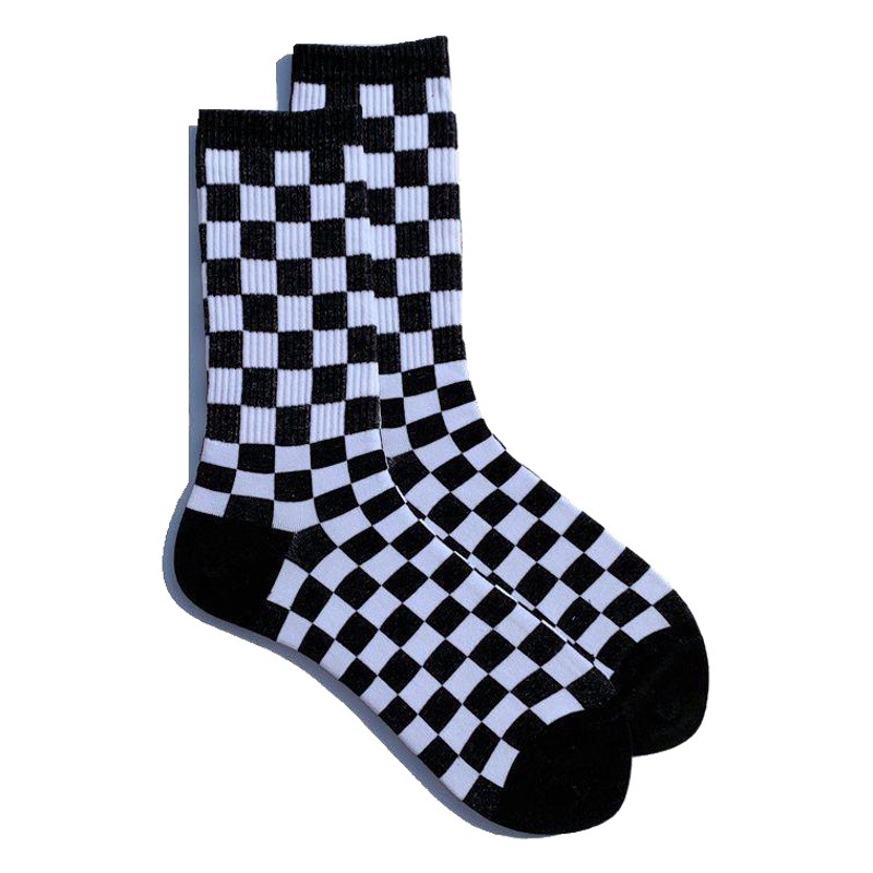 Calcetines de cuadros de tablero de la calle de la moda de los hombres calcetines de la marca de moda europea y americana calcetines de mediados de becerro estilo universitario Plaid algodón Skateboard calcetines deportivos al por mayor