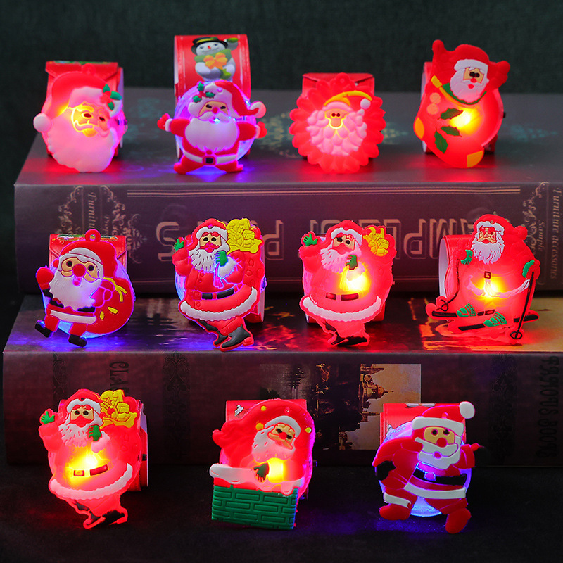 Cross-border flash juguetes Navidad luminoso raqueta anillo colorido LED Snap anillo luminoso pulsera regalo de jardín de infantes