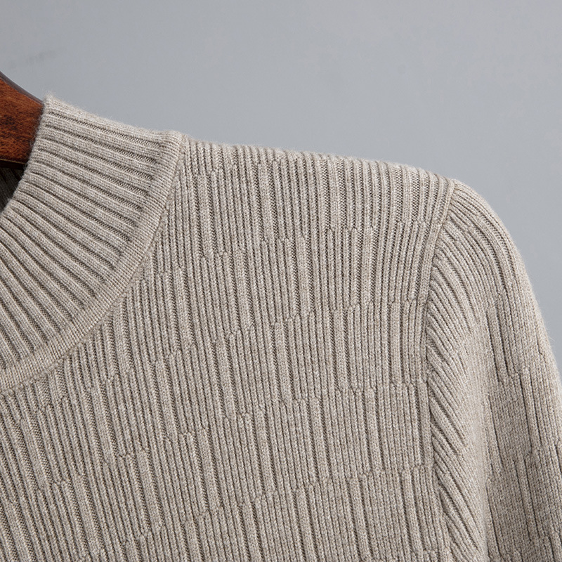 Sheath Half High Collar Inner Match Knitted Dress Women Fall Winter Outer Wear Thin over the Knee Mid Length Sweater Trendy