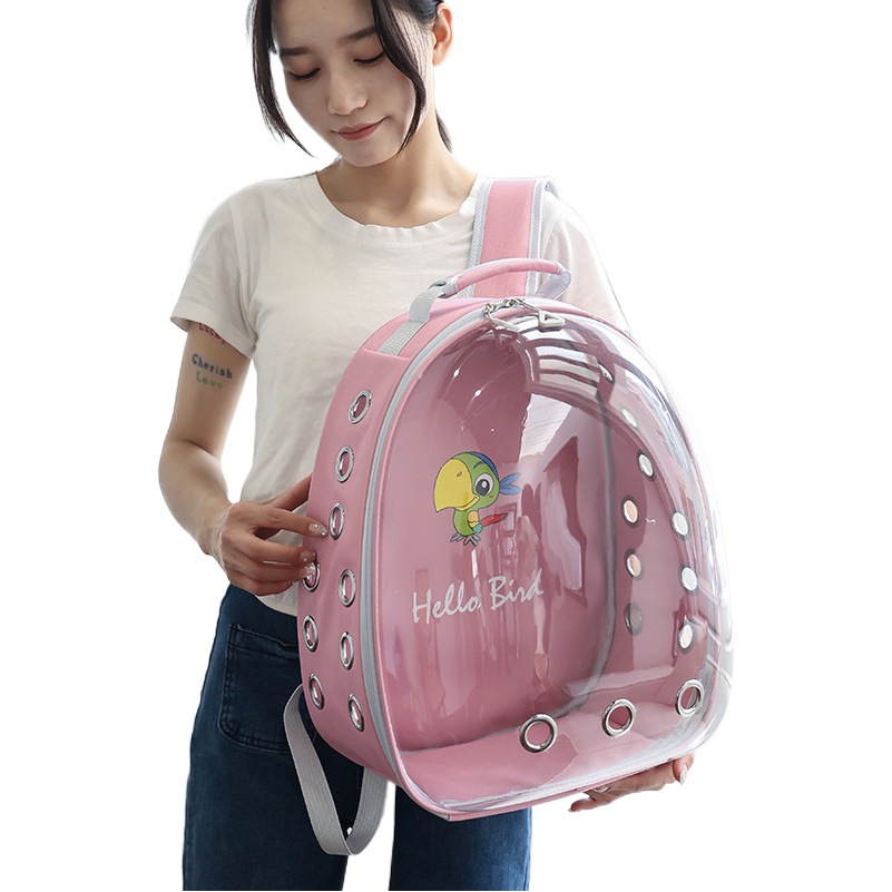 Mochila Transportadora para Loros de Tela Oxford Transparente Portátil para Exteriores