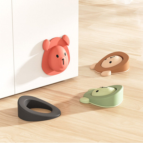 2024 New Bear Contrast Color Door Stop Children's Safety Anti-Pinch Door Stop Thickened Silicone Door Bottom Door Stopper Door Card