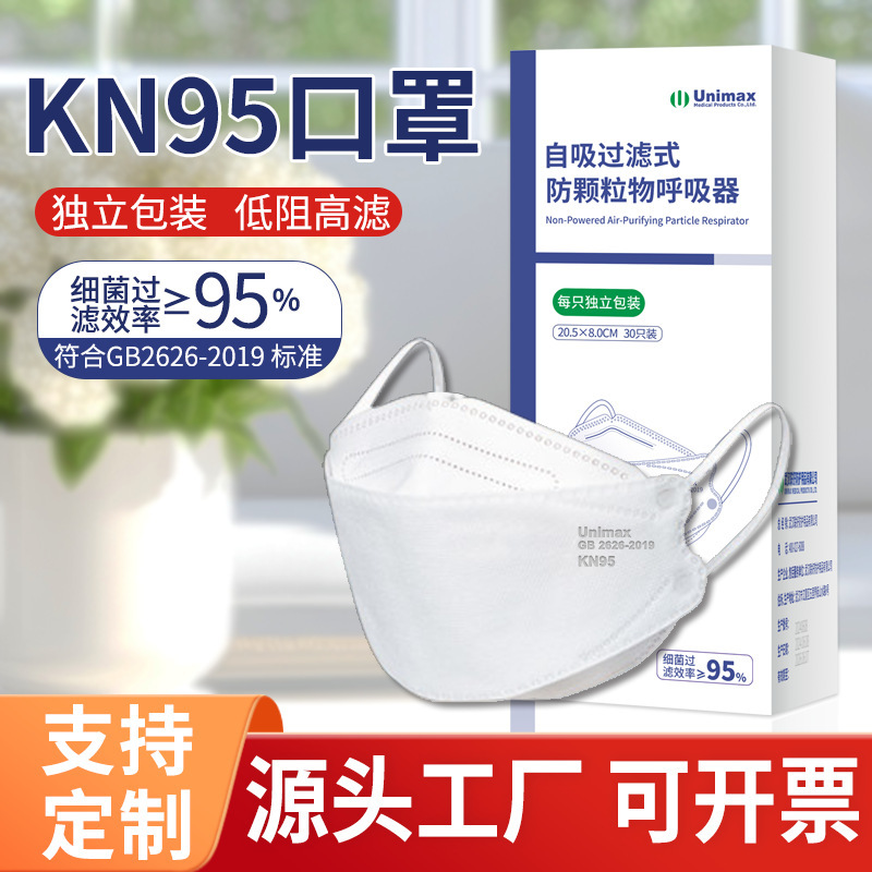 Kn95マスク使い捨て立体四階3d女性高颜値成人魚口柳葉防塵男工場独立包装|undefined