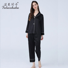 重磅25姆米真丝睡衣女士套装100%桑蚕丝可外穿女家居服T8308