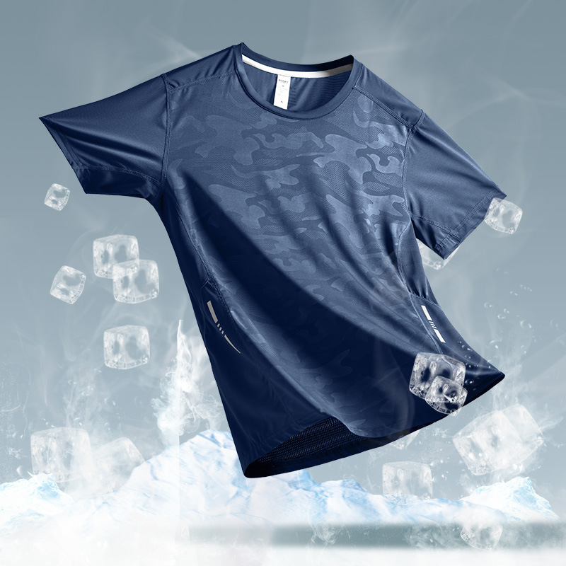 Camiseta deportiva de secado rápido de hielo de hombre de manga corta chaqueta delgada de verano ropa de correr succión transpirable ropa de baloncesto fitness