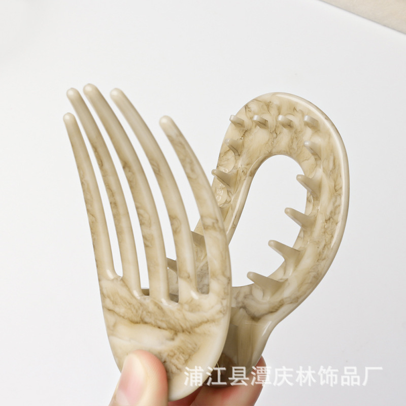 不硌头扁平抓夹水花纹镂空椭圆型抓夹发量多大号鸭嘴夹2025新款女|undefined