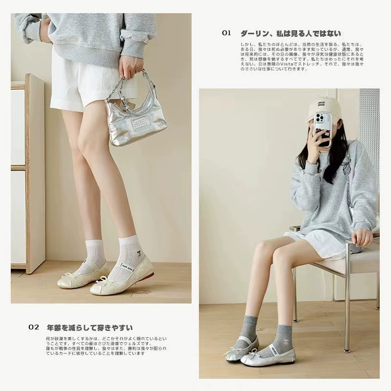 Summer thin cute brand socks with bow, internet celebrity