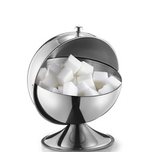 现货不锈钢圆形糖罐糖盅可翻盖调味收纳盒糖果罐方糖罐多用途储物