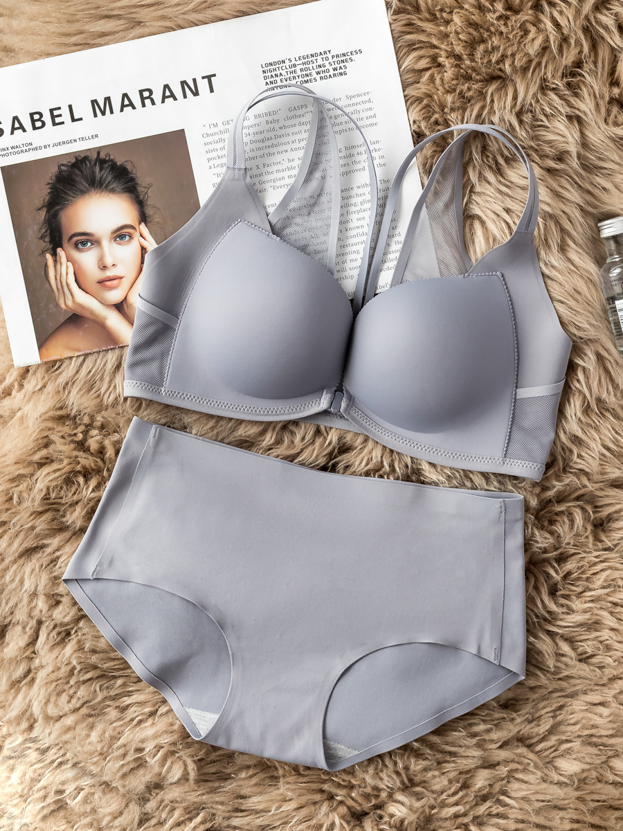 Sexy hebilla frontal ropa interior inalámbrica belleza de las mujeres espalda pequeño pecho push up soporte superior pecho grande sujetador traje 6336