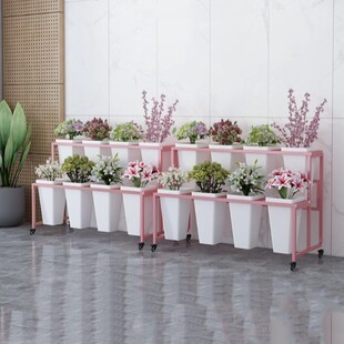 Flower Shop Flower Rack Manufacturer Wholesale Movable Multi-Layer Flower Display Rack Flower Mall Light Luxury Iron Flower Bucket Rack