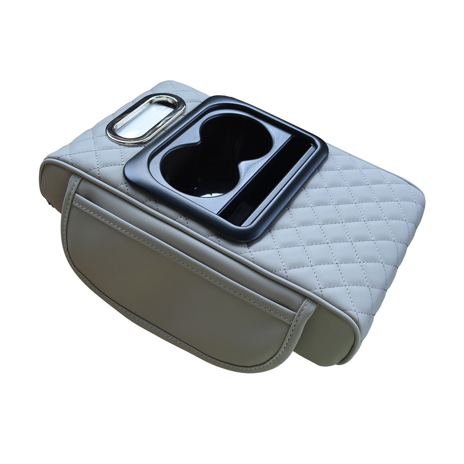 with Tissue Cup – Universal Armrest box pad - gt-6-embroidered-1-gray-free-small-tissue-pack