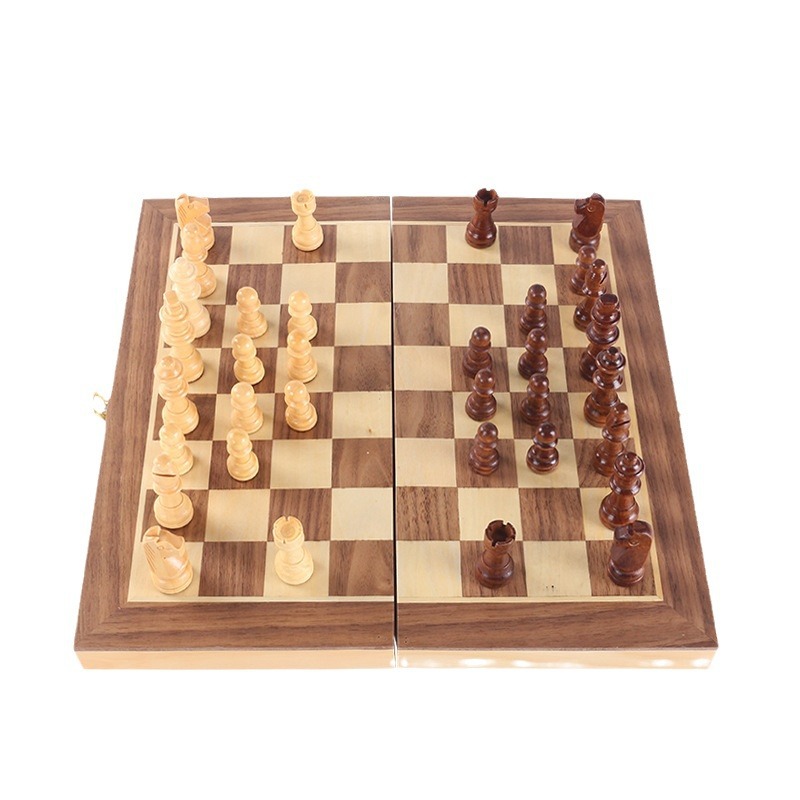 Juego de ajedrez magnético tablero de ajedrez de madera plegable portátil juego de ajedrez de madera maciza