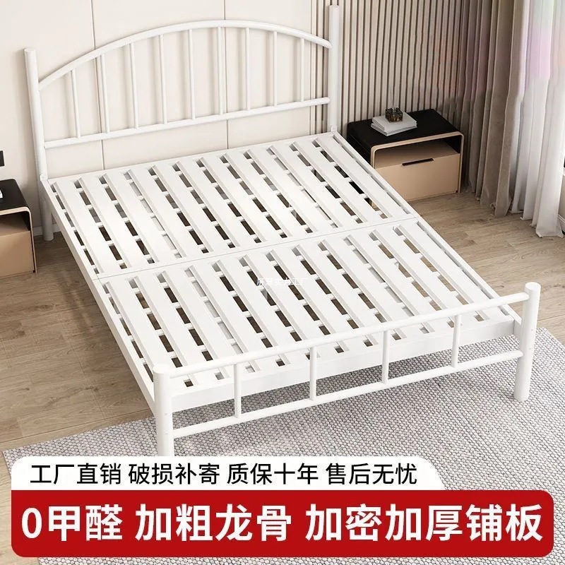Nordic Wrought Iron Bed 1.5m Rental Room Iron Frame Bed 12 Single Beds Trendy Double Bed Silent Modern 1.8m
