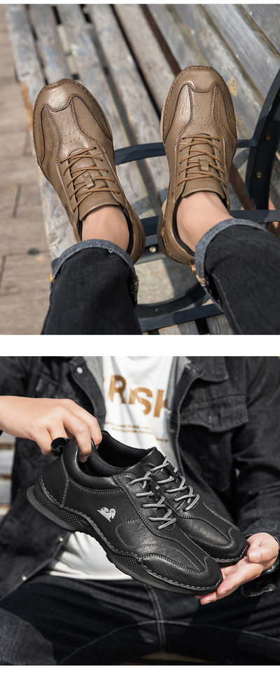 Giày lười nam thủ công da PU đế bằng cổ thấp cỡ lớn phong cách ngoài trời — 8727 màu kaki, 8727 màu đen, 8727 nâu nhạt, 8727 nâu sẫm chi tiết 20