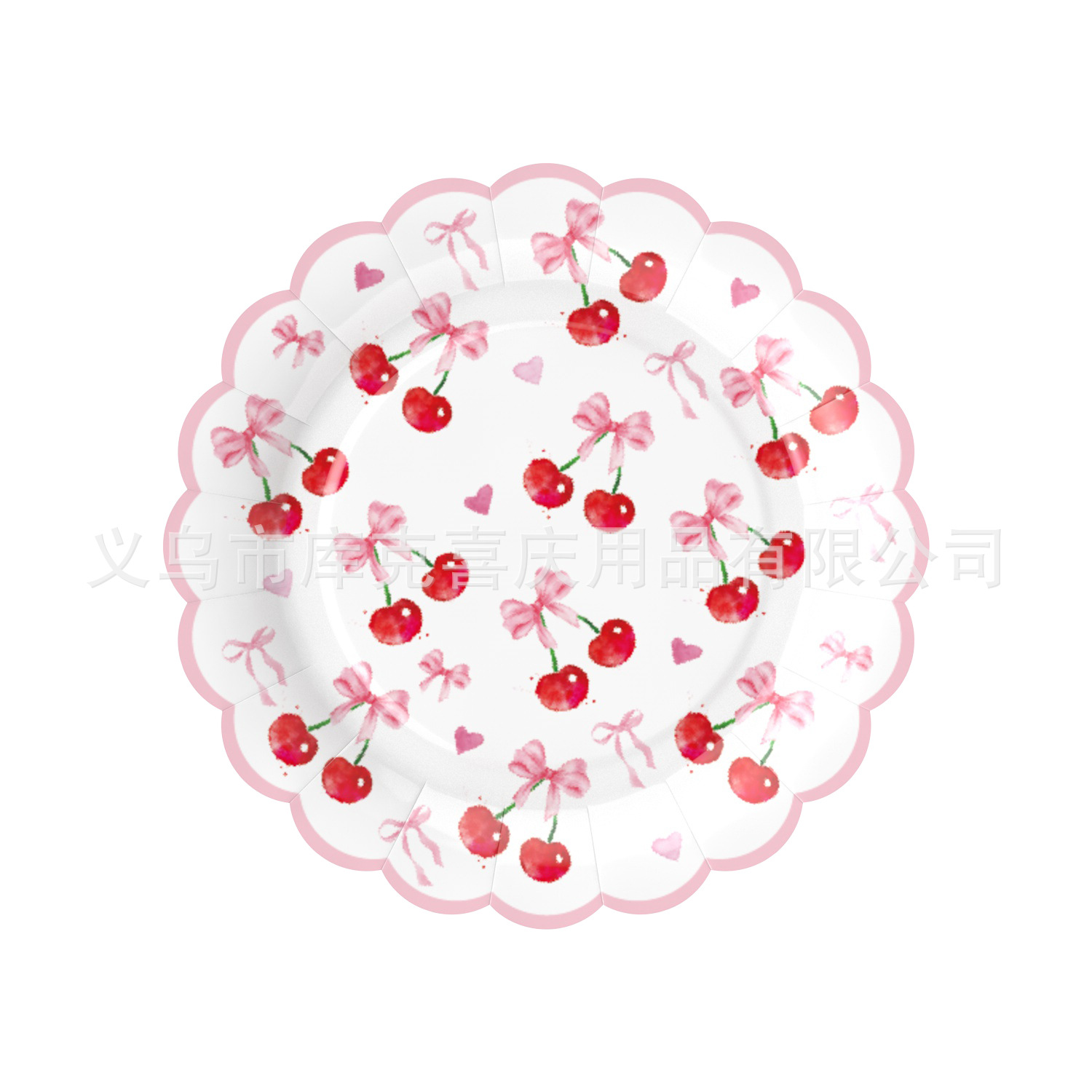 Inventario de arco de cereza tema bandeja de cumpleaños tazas de papel toallas de papel set de cubiertos decoración de fiesta de cumpleaños para niños